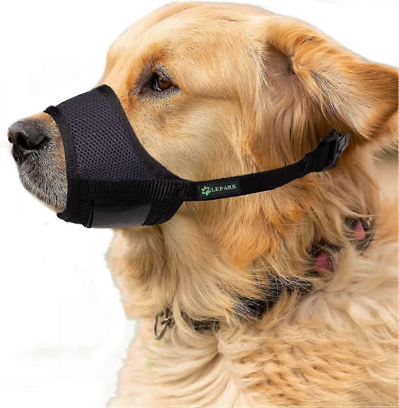 ILEPARK Soft Breathable Mesh Dog Muzzle, Anti-Bite and Bark Adjustable Buckle for Large, Medium and Small Dogs (S, Black)