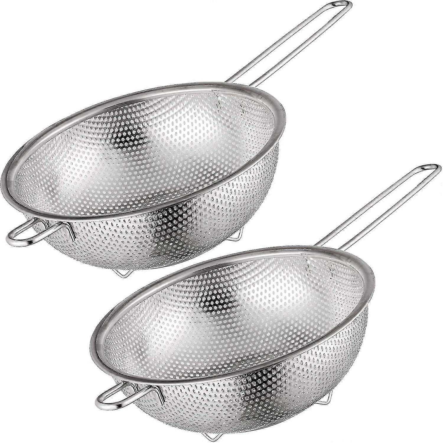 2 Pcs Micro-Perforated Colander, Stainless Steel with Handle, Kitchen Gift