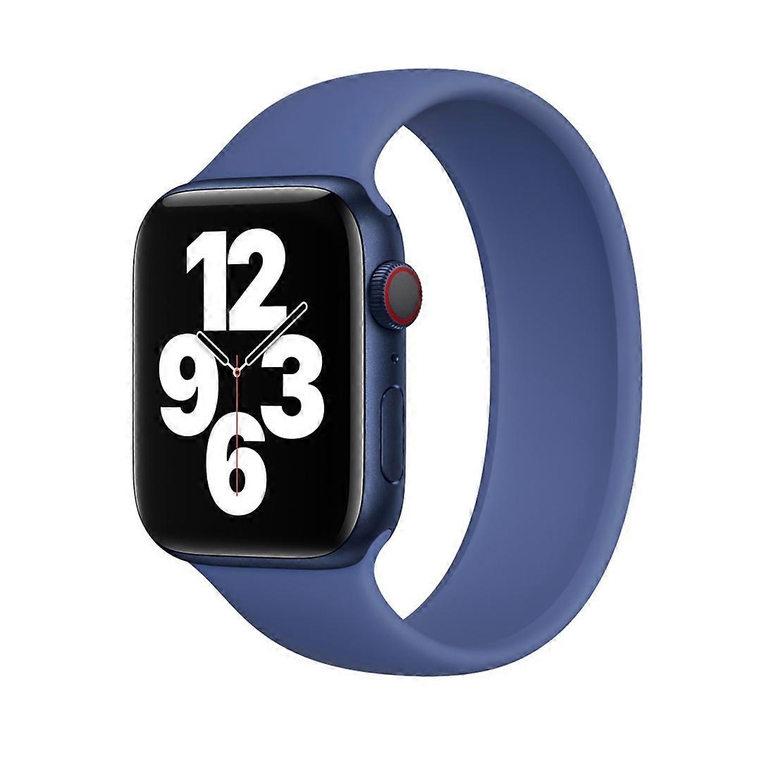 Para Apple Watch Series 9&8&7 41 mm / SE 3 &SE 2 &6 &SE &5 &4 40 mm / 3&2 &1 38 mm Correa de reloj de silicona elástica de color sólido, tamaño: L 156 mm