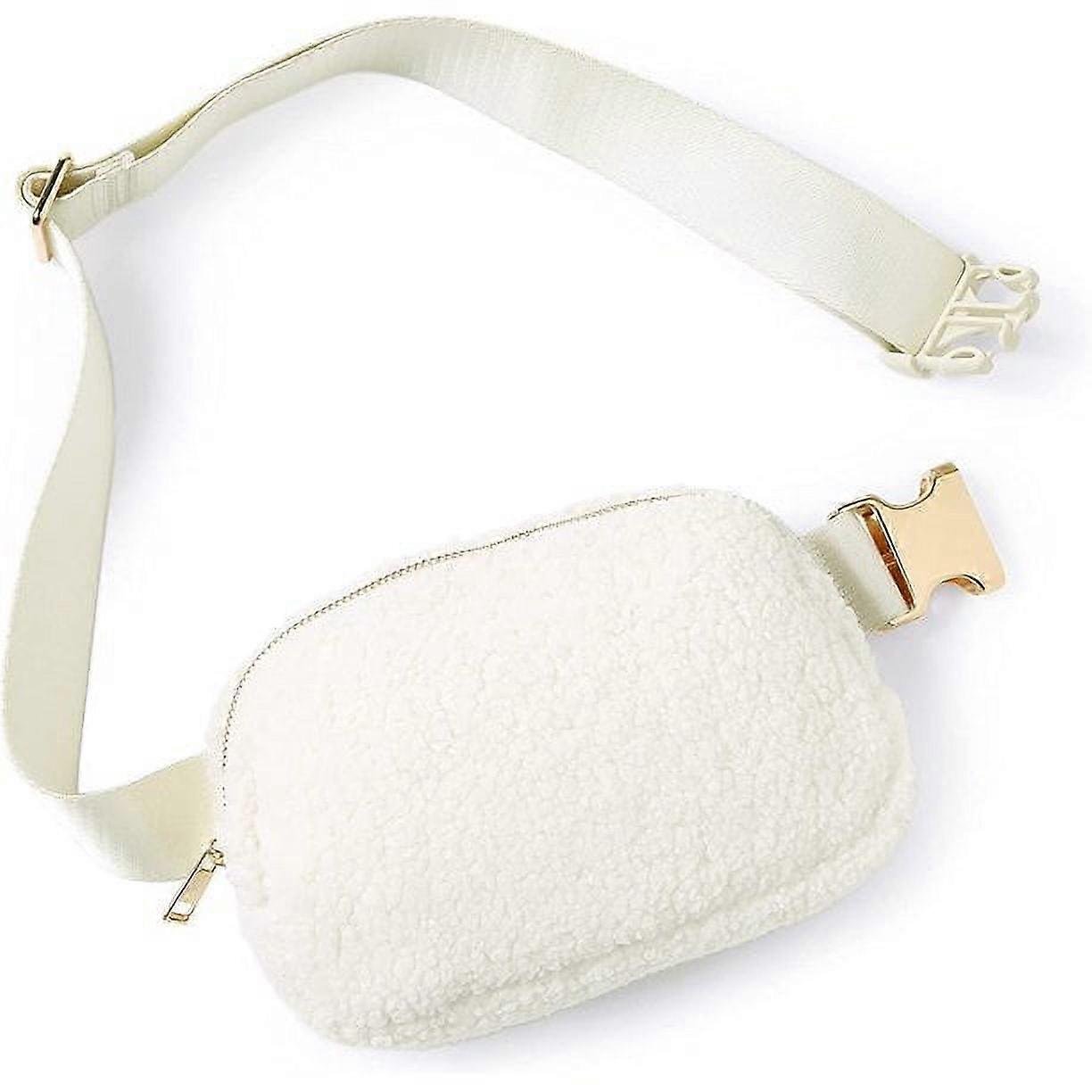 女性のためのフリースベルトバッグ、かわいいミニクロスボディファニーパック