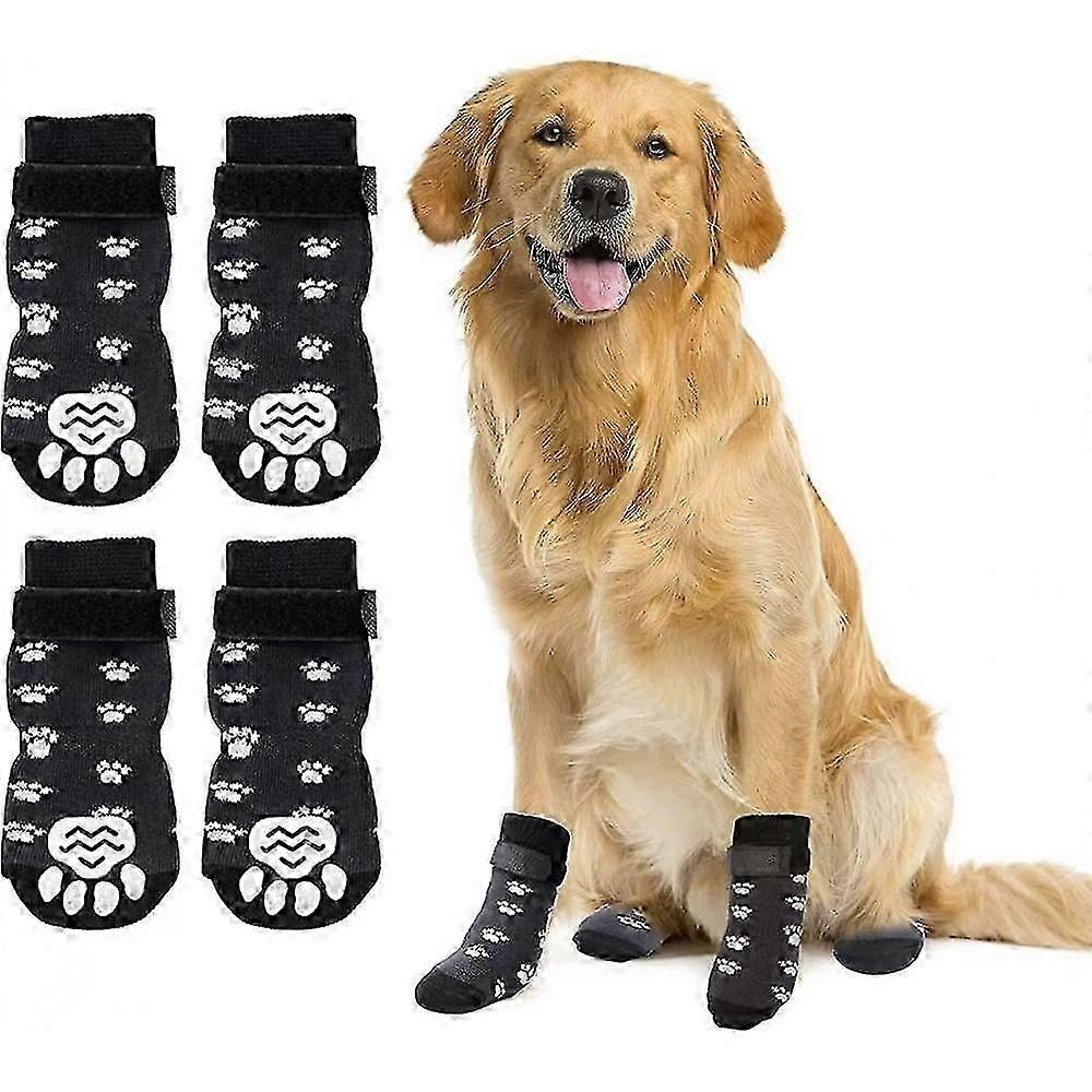 2ペアの滑り止め犬用ソックス、ストラップ付き犬用グリップソックス、屋内用トラクションコントロール、堅木張りの床着DVT