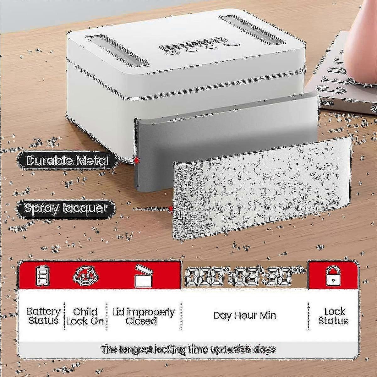 2024 New Metal Timed Lock Box,time Lock Box With Child Lock And Led ...