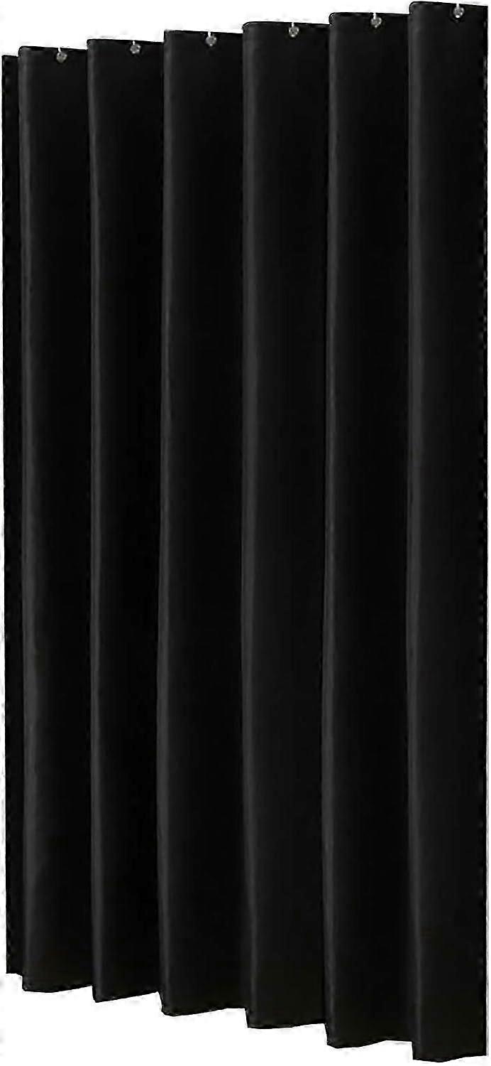 unique Bathroom Solid Color Shower Curtain Set Bath Partition Curtain No Drilling*black