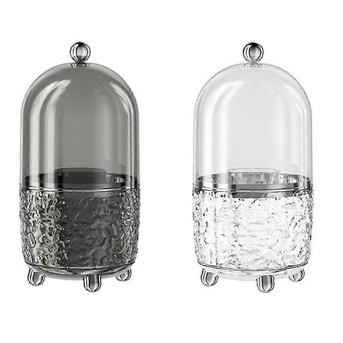Makeup Brush Holder with Lid 360 Rotating Clear Dustproof Make Up Brushes Container suitable for Vanity Desk
