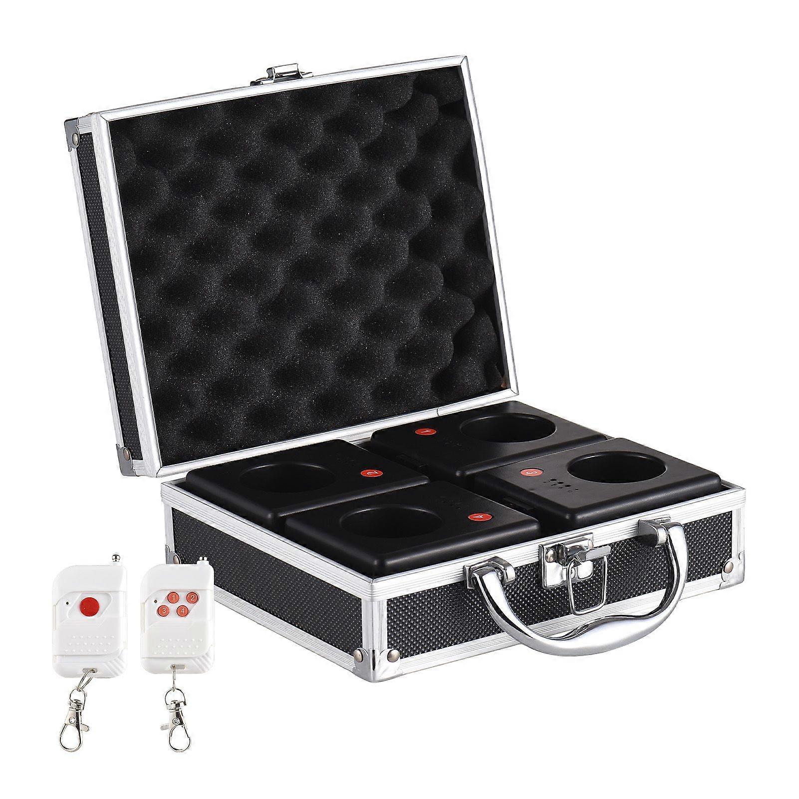 4 Units Set Cold Fireworks Display Base Performance Stage Fireworks Holder with 2 Remote Control 1 Carrying Case Wireless Sparklers for Birthday Party