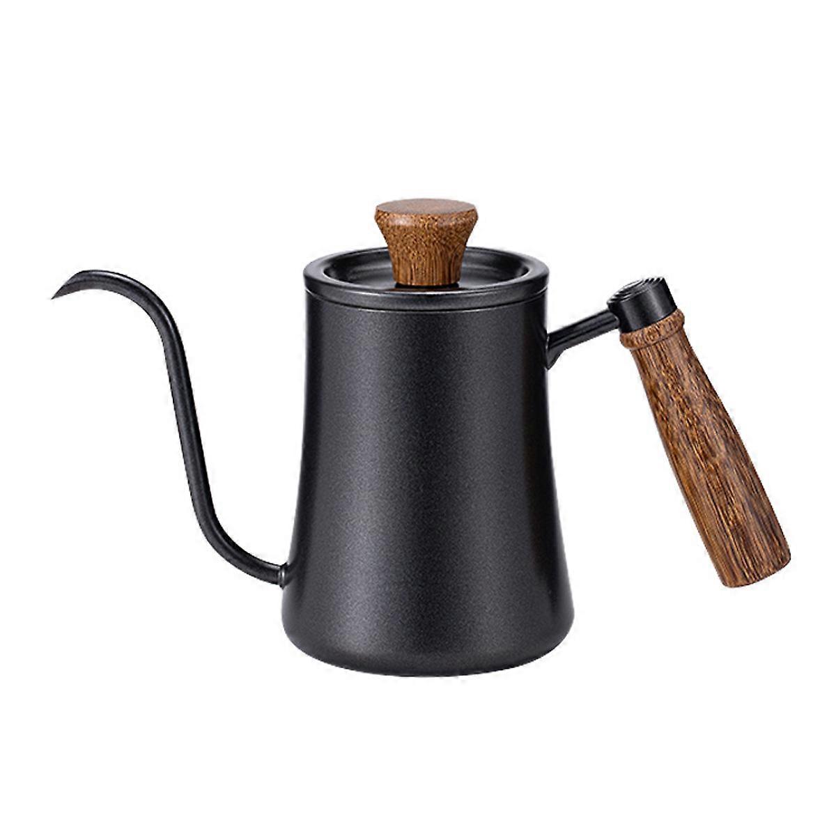 Mini bollitore a collo d'oca con manico in legno, beccuccio lungo stretto in acciaio inossidabile, piccolo bollitore per caffè con acqua da tè per versare
