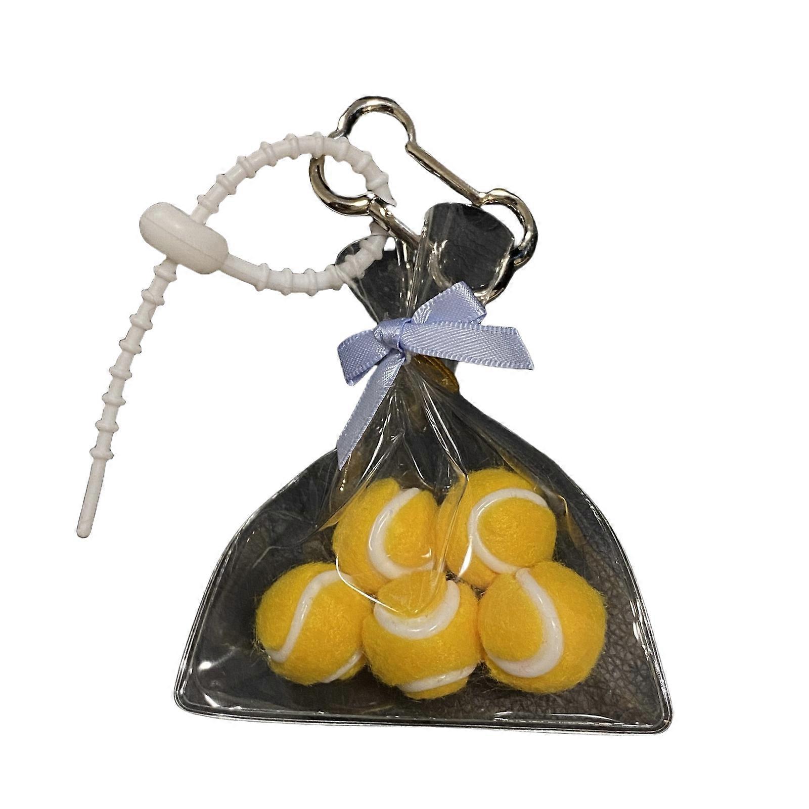 Handmade Tennis Bag Keychain Sturdy Plush Designs Personalize Accessory for Sports Enthusiasts and Adults Daily Use  Yellow