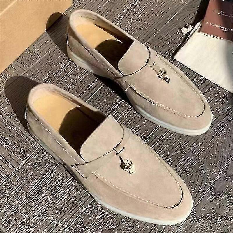 Chaussures de marche d'été pour femmes, mocassins en daim, style décontracté, avec bonnet, confortables, à semelle souple, plates, grande taille