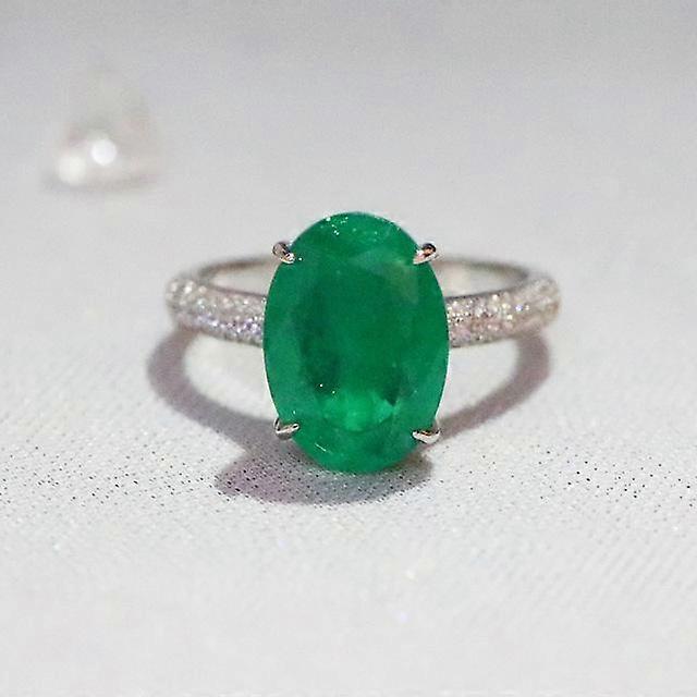100 %S925 Sterling Silver Green Emerald Ring For Women Fine Wedding Bands Sapphire Gemstone Jewelry Natural Topaz Rings Box