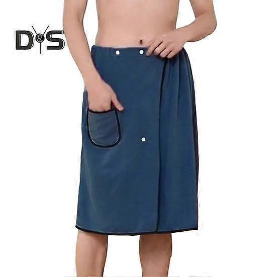 Men Bath Skirt Towel with Pocket Coral Fleece Quick Absorbent Adjustable Waist Button Closure Towel Wrap Sauna Towels Men Wrap Robe for Gym Spa Beach