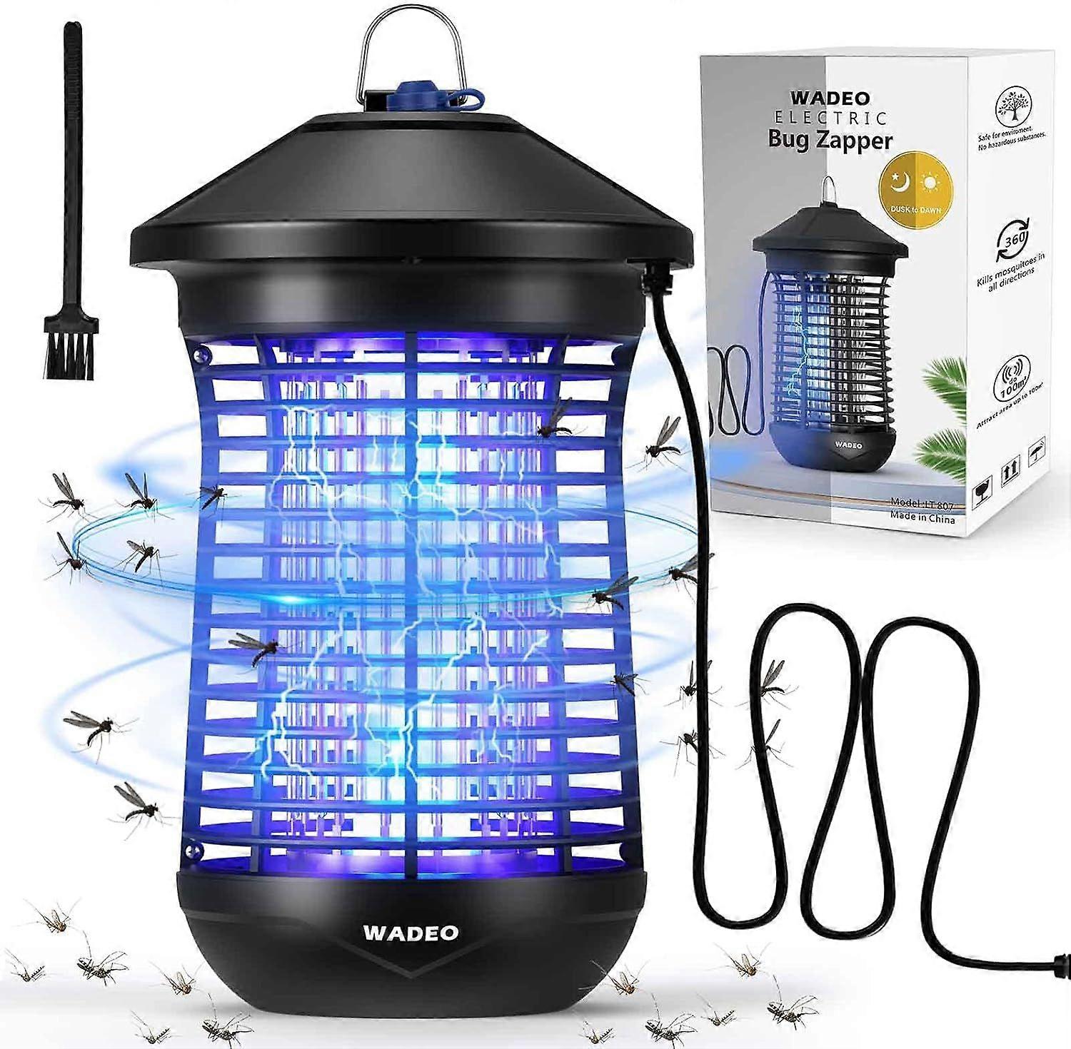 Mosquito Killer Lamp with Light Sensor, WADEO 4000V 20W UV Electric Insect Killer Anti-insect Repellent, Effective Range 100 Square Meters, Suitable f