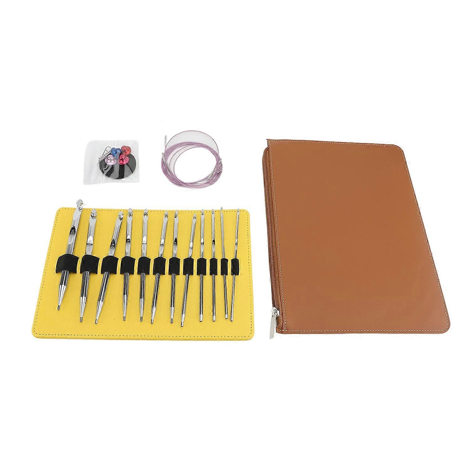 12PCS Crochet Hooks Aluminum Interchangeable Needle and Cable Set for Sweater Carpet Knitting