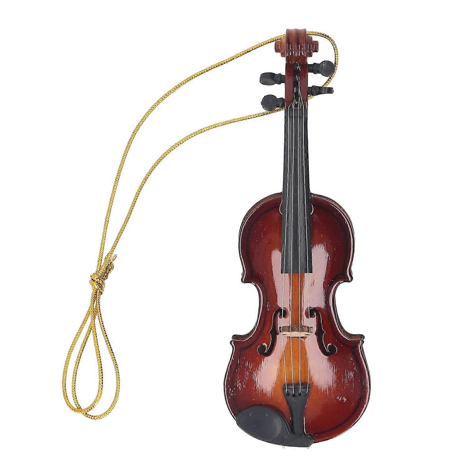 Miniature Violin High Simulation Mini Wooden Violin Model Ornament for Music Lovers and Collectors