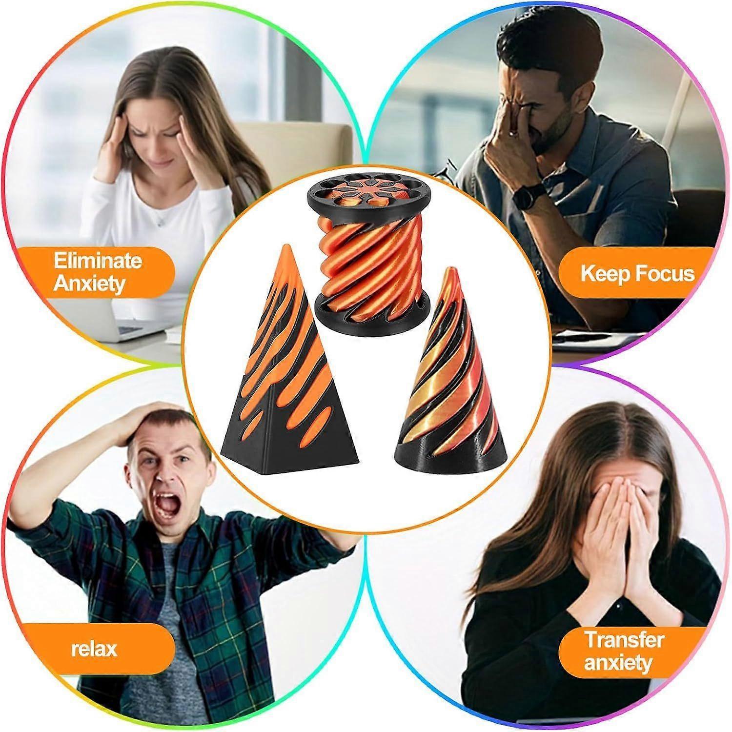 3Pcs Impossible Cone Pyramid Passthrough Toy, 3D Printed Spiral Cone ...