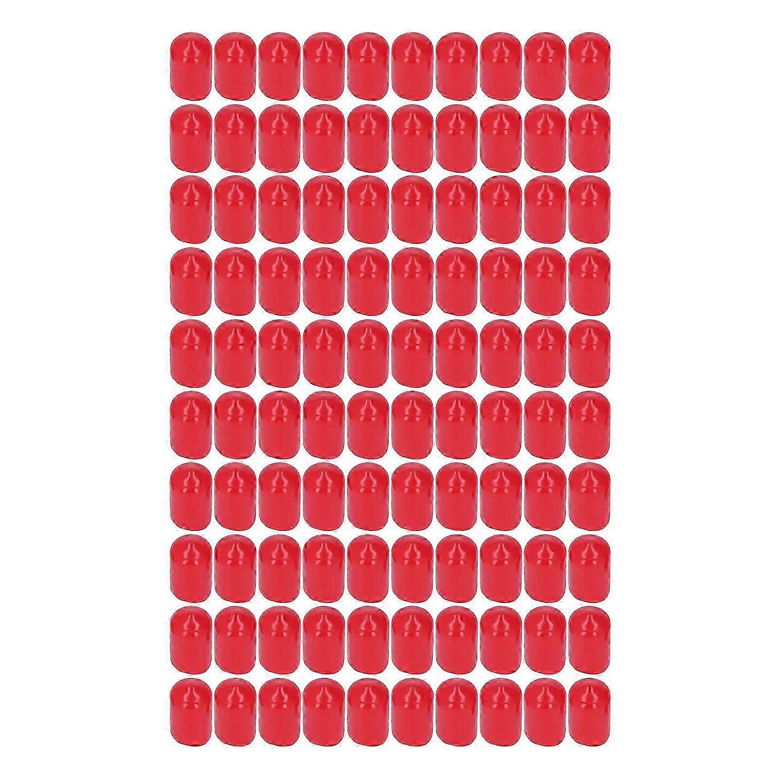 100Pcs End Cap Cover PVC Round Flexible Flame Retardant Screw Thread Protector Red 12mm