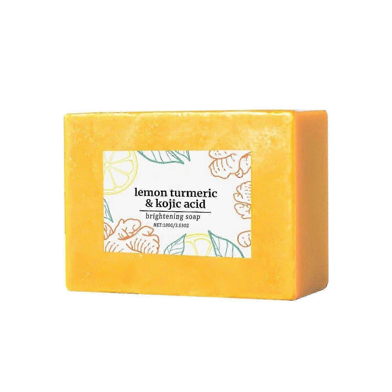 Glow Turmeric Kojic Soap, Lemon Turmeric & Kojic Soap, Lemon Turmeric Soap Bar for Face and Body, Moisturizing Deep Cleansing, for Women & Men