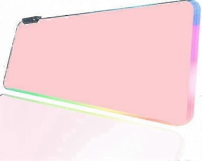 Wabjtam Pink Rgb Gaming Mouse Pad 31.5x12 Inch Pc Xl Large Extended Glowing Led Light Up Desk Pad Non-slip Rubber Base Computer Keyboard And Mouse Pa