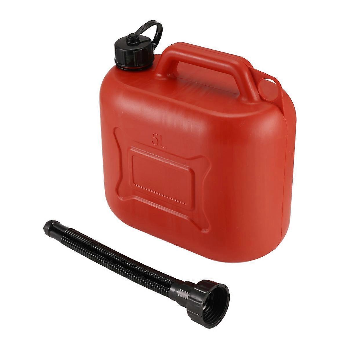 5L Car Fuel Tank Can Spare Plastic Petrol Gas Container Anti-Static Fuel Carrier with Pipe for Car T