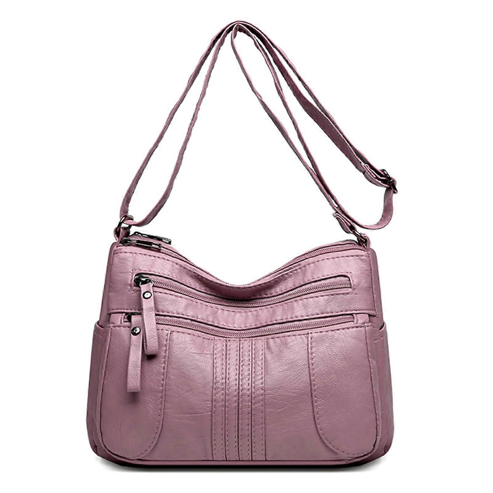 Borsa a tracolla da donna Borsa a tracolla in pelle Pocketbook Borsa a tracolla leggera Borsa a tracolla multi tasca Rosa