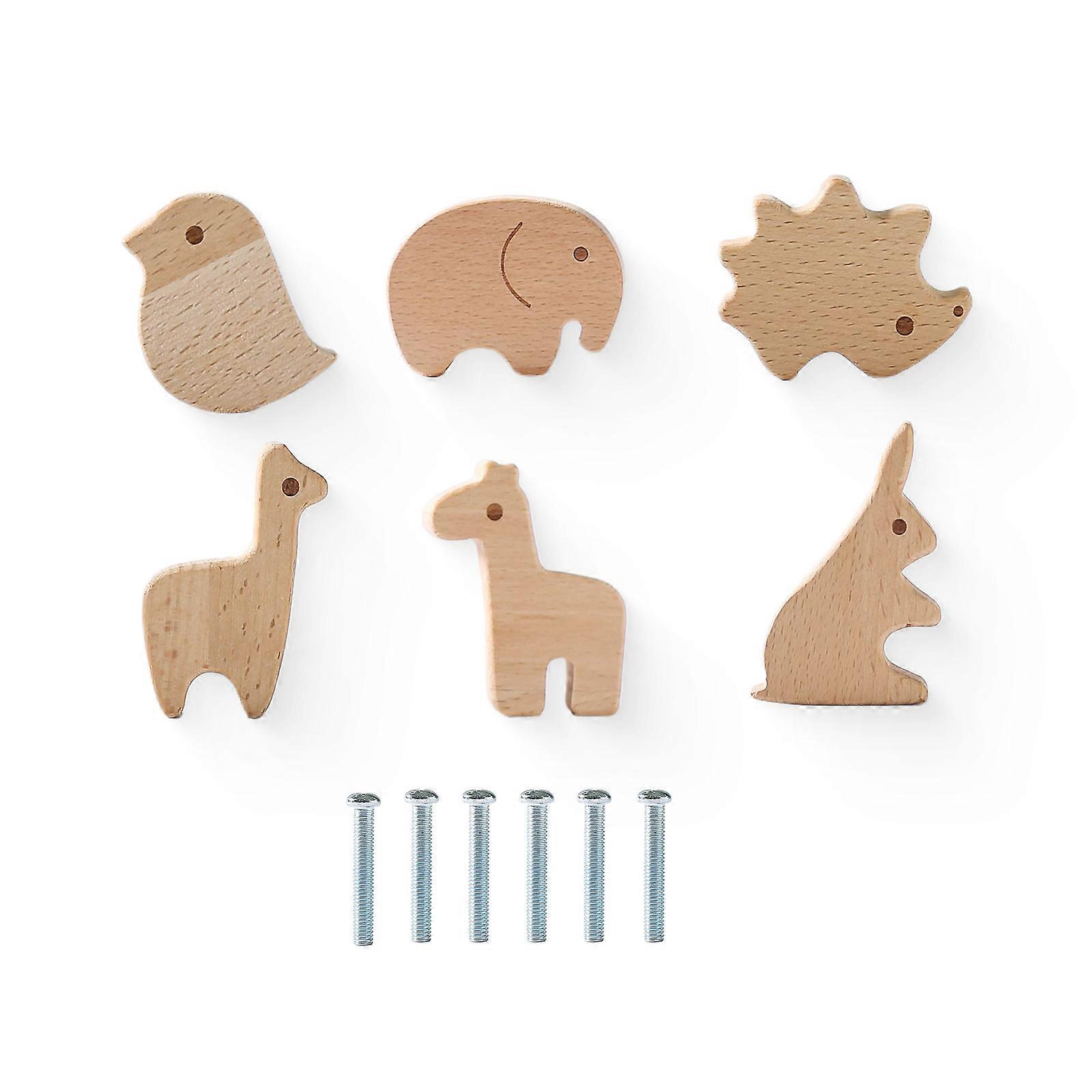 Wood Drawer Handles Round Wood Knobs Animal Pattern Drawer Pulls Multiple-style Drawer Knob for Furniture