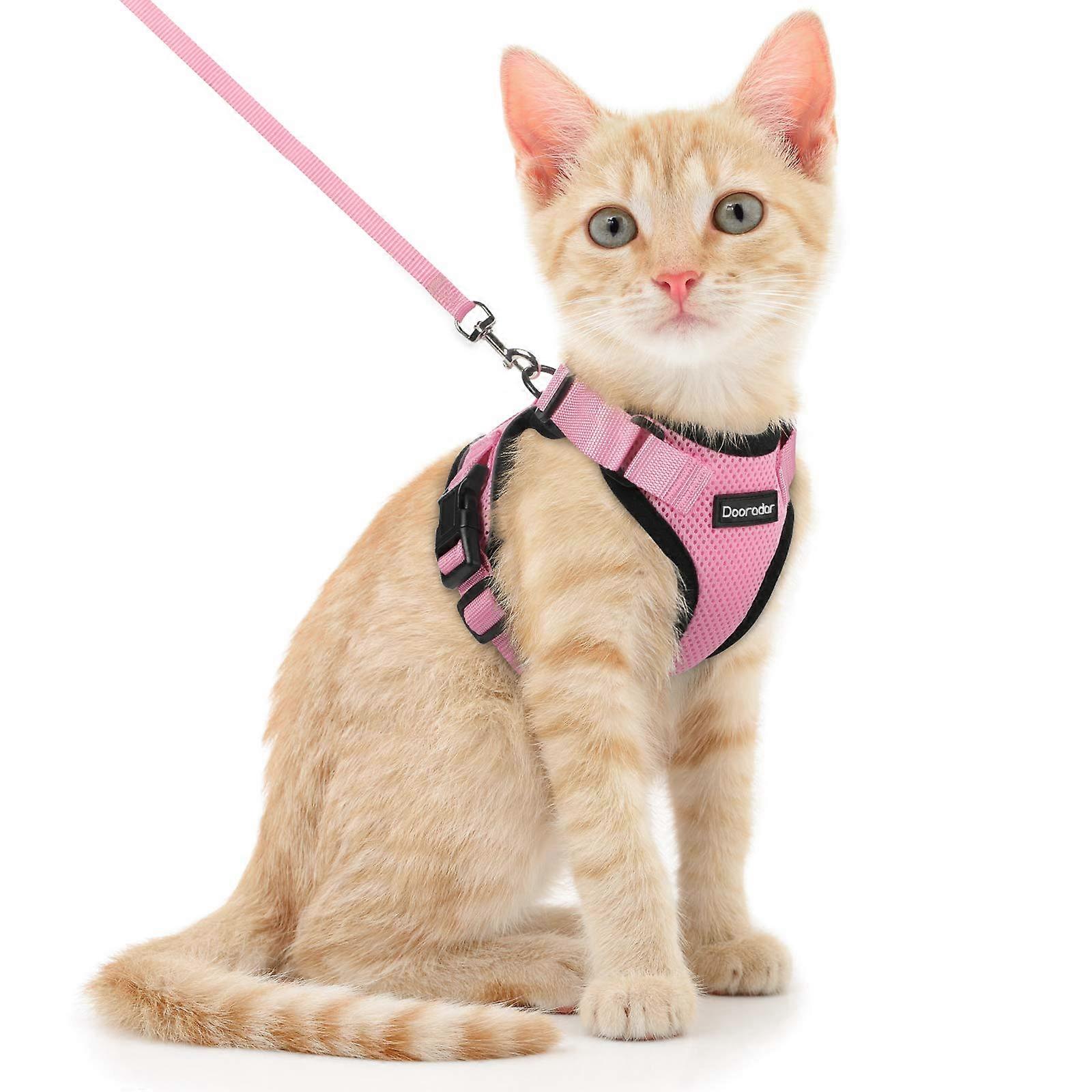 XS Cat Harness and Leash Set for Small Cats, Adjustable, Soft Mesh, Lightweight and Comfortable, Pink Color