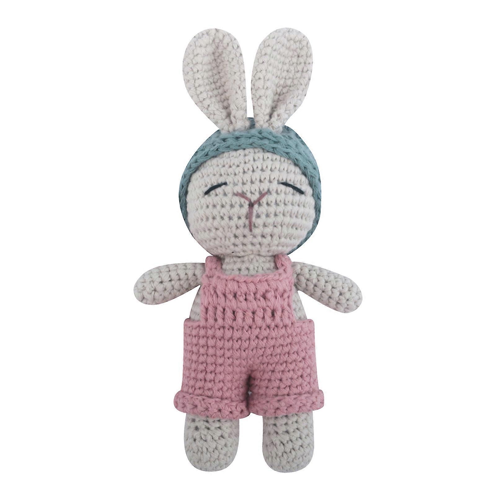 Handmade Cartoon Rabbit Rattle Babies Toy Cute Rabbit Shape Birthday Toy Knit Handheld Appease Sleeping Toy for Babies  C5