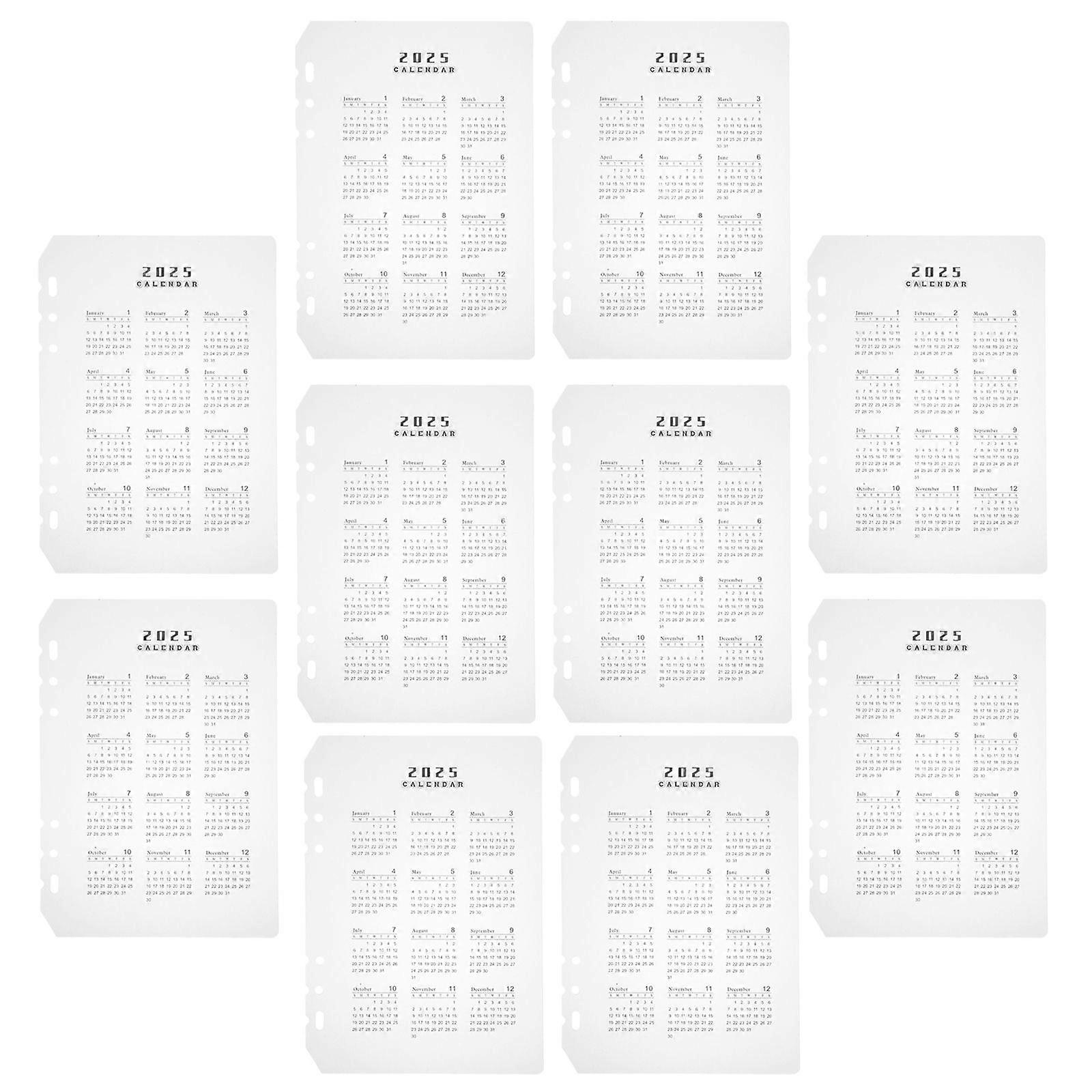10pcs Monthly Planner Refill 2025 Calendar Binder Planner Inserts Refills 6 Hole Notebook Separators For A5 Binder Cover Bill Saving Organizer