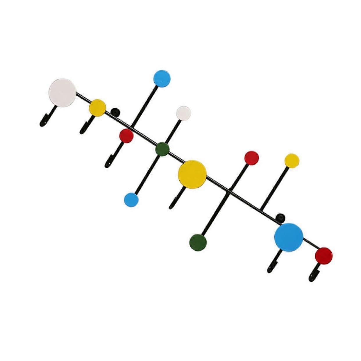 Wall Mounted Hangers Iron Hook Rail for Home Organization Black with Colorful Dots