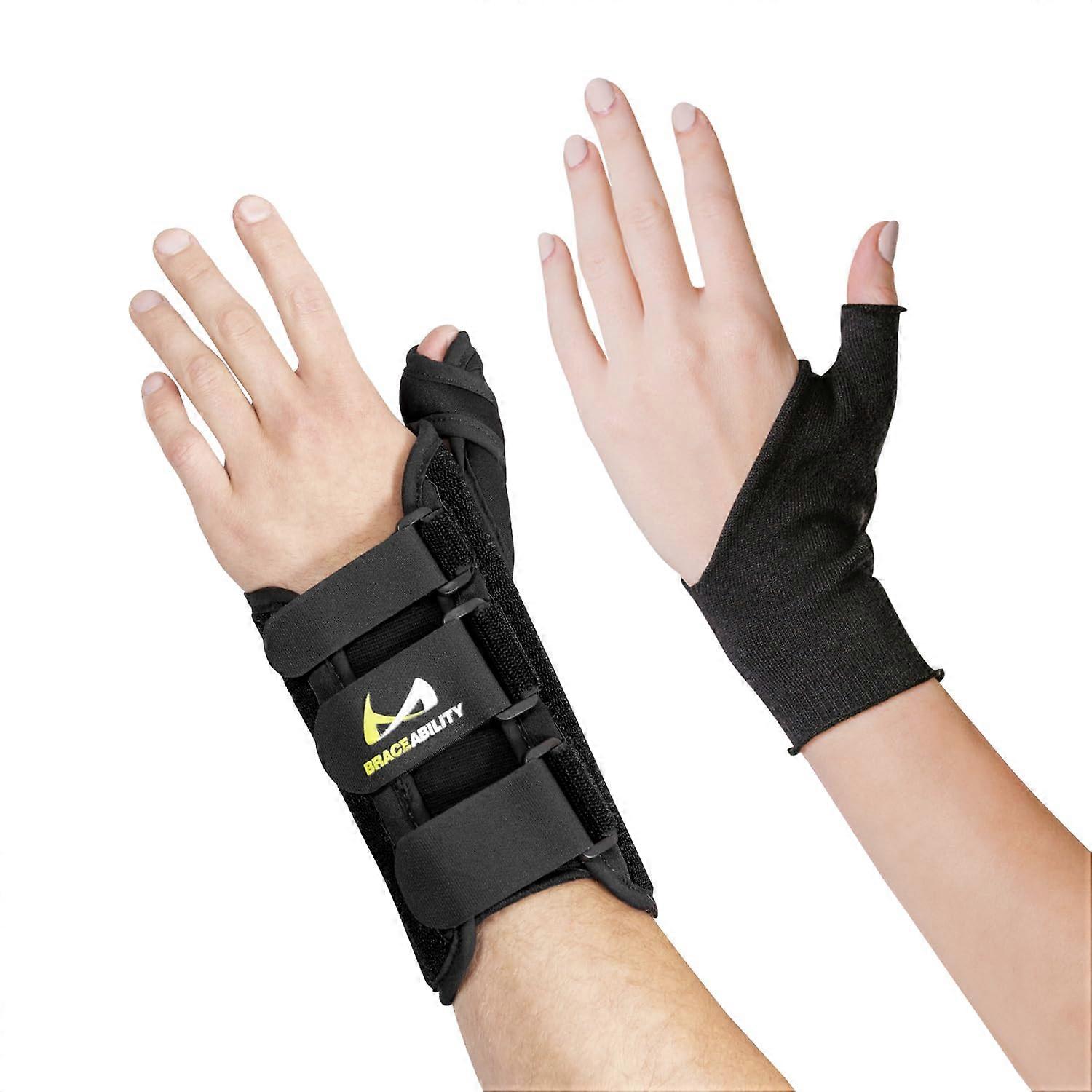 Wrist and Thumb Splint + Soft Undersleeve Bundle - Ultimate Arthritis, De Quervain's Support, Tendonitis Relief