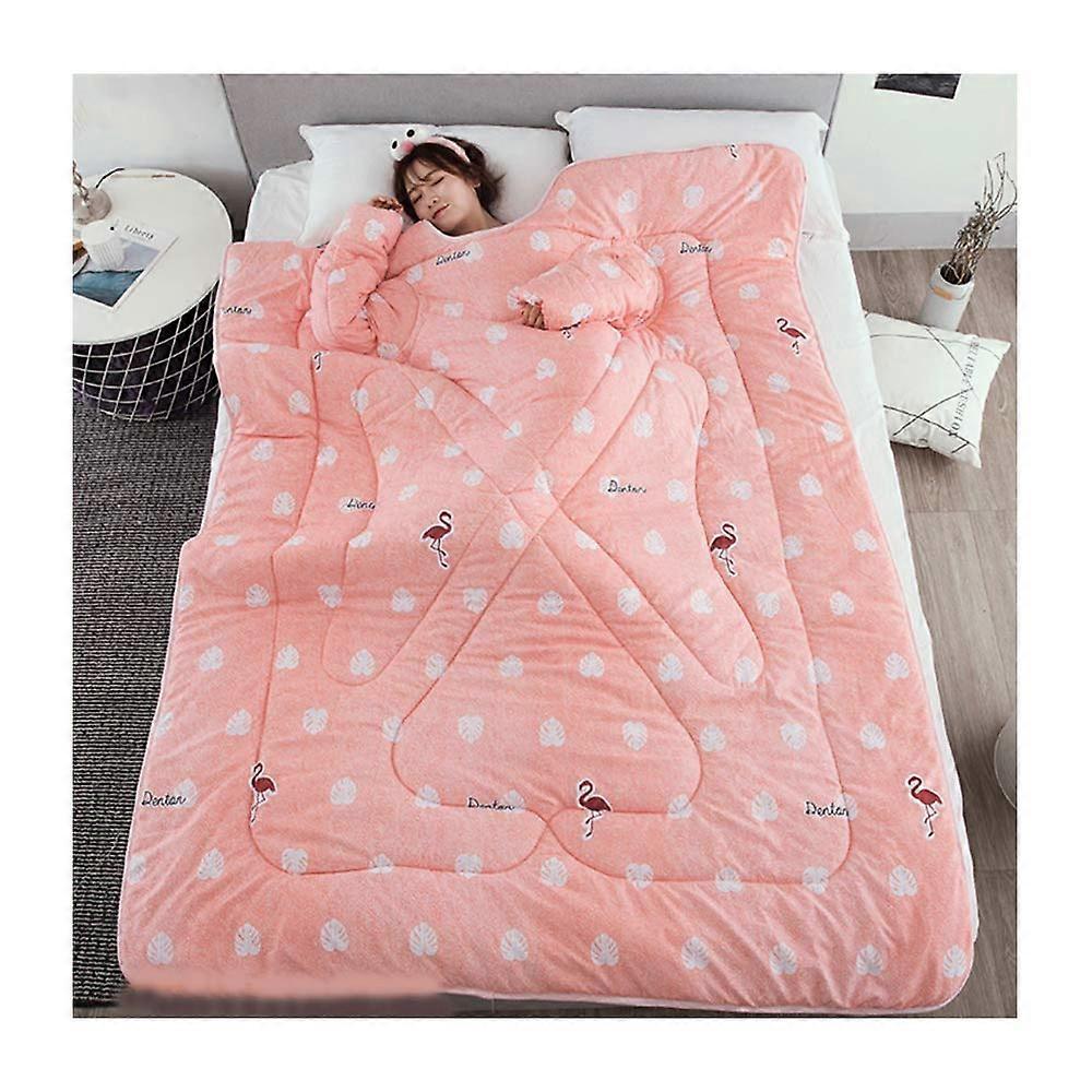 Wearable Lazy Quilt with Zipper, Sofa Blanket with Sleeves, Thickened Cotton Cape, Warm Sleep Sack for Adult Child