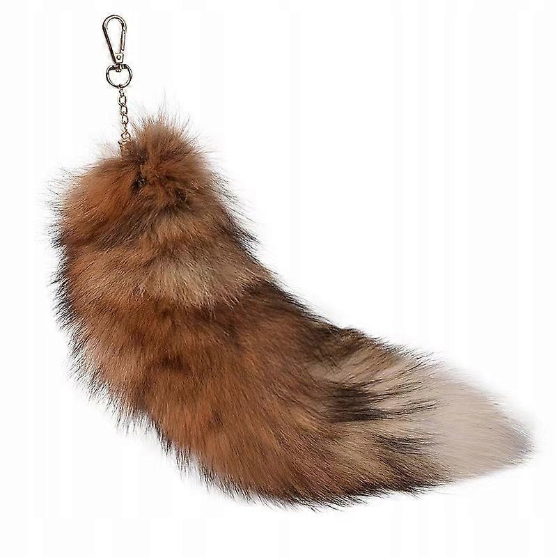 Boucle porte-clés queue de 45 cm de long avec fourrure de renard