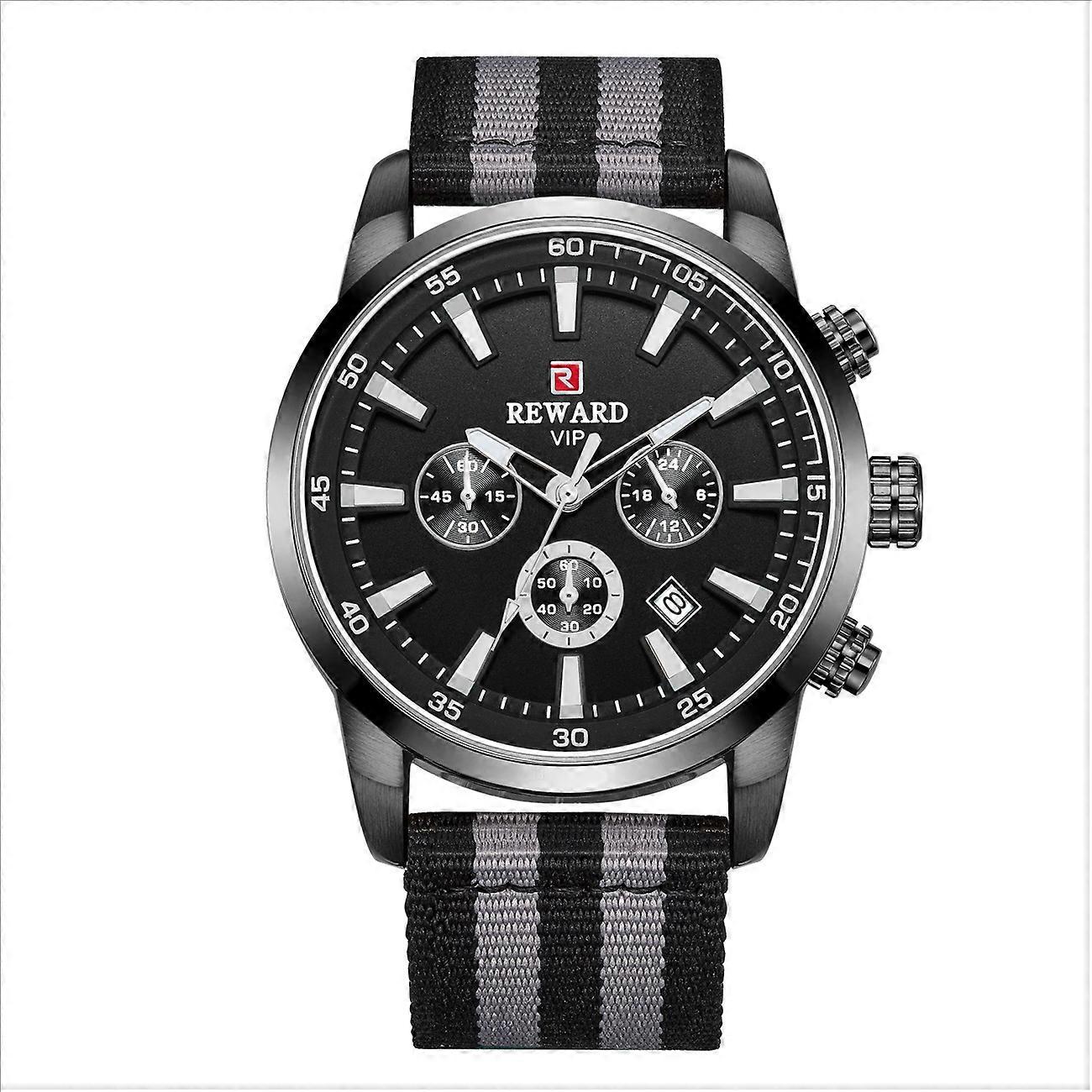 REWARD Men's Business Watch with Date & Small Seconds - 45mm Textile Strap - Titanium Buckle