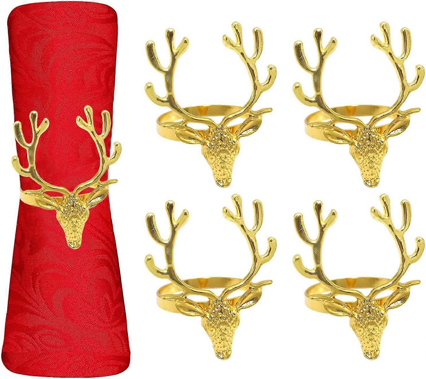 Christmas Deer Serviett Ringer - 12 Gull