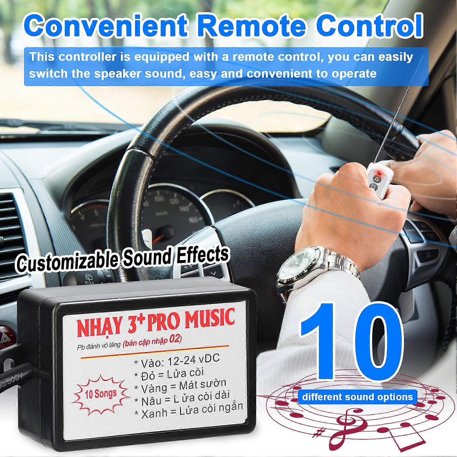 Controller Electric Horn Speaker Unit with 10 Sound Effects Switching Remote Control 12-24V for Car Truck Marine Boat