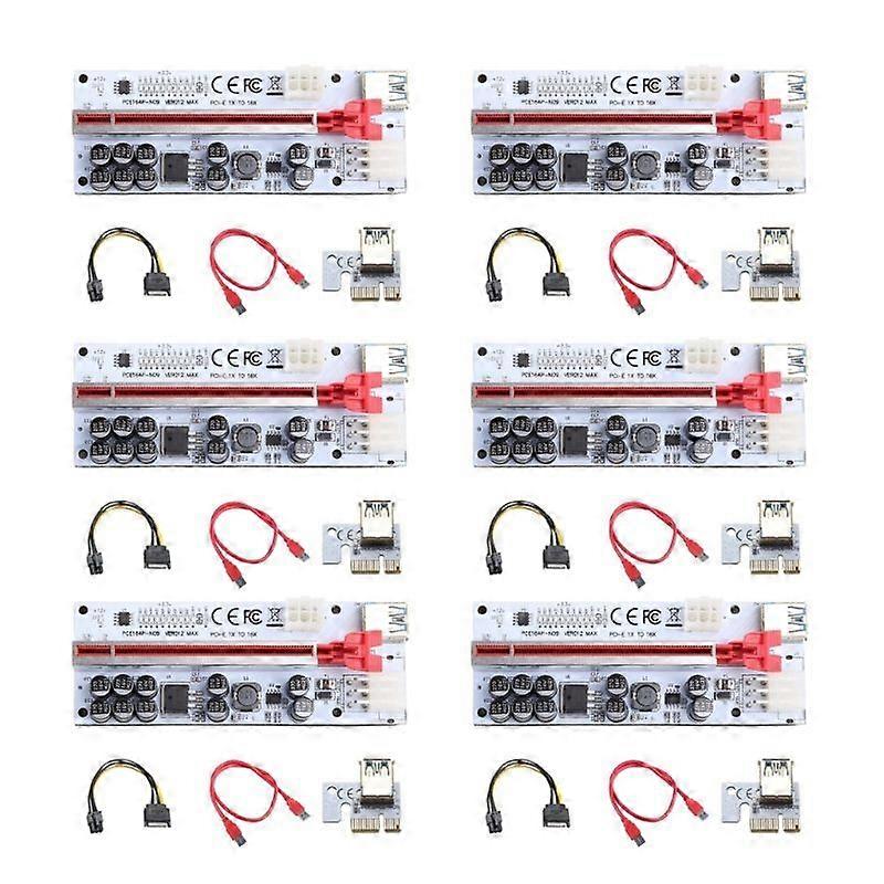 VER012 USB3.0 PCI-E Riser Card 10 Capacitors PCIe 1X 16X Adapter Card 6Pin 6PCS