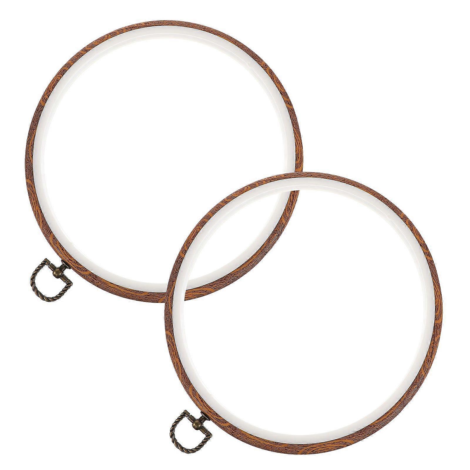 2 Pcs Broderie Cerceaux En Plastique Cercles Imitation Bois Point De Croix Cerceaux