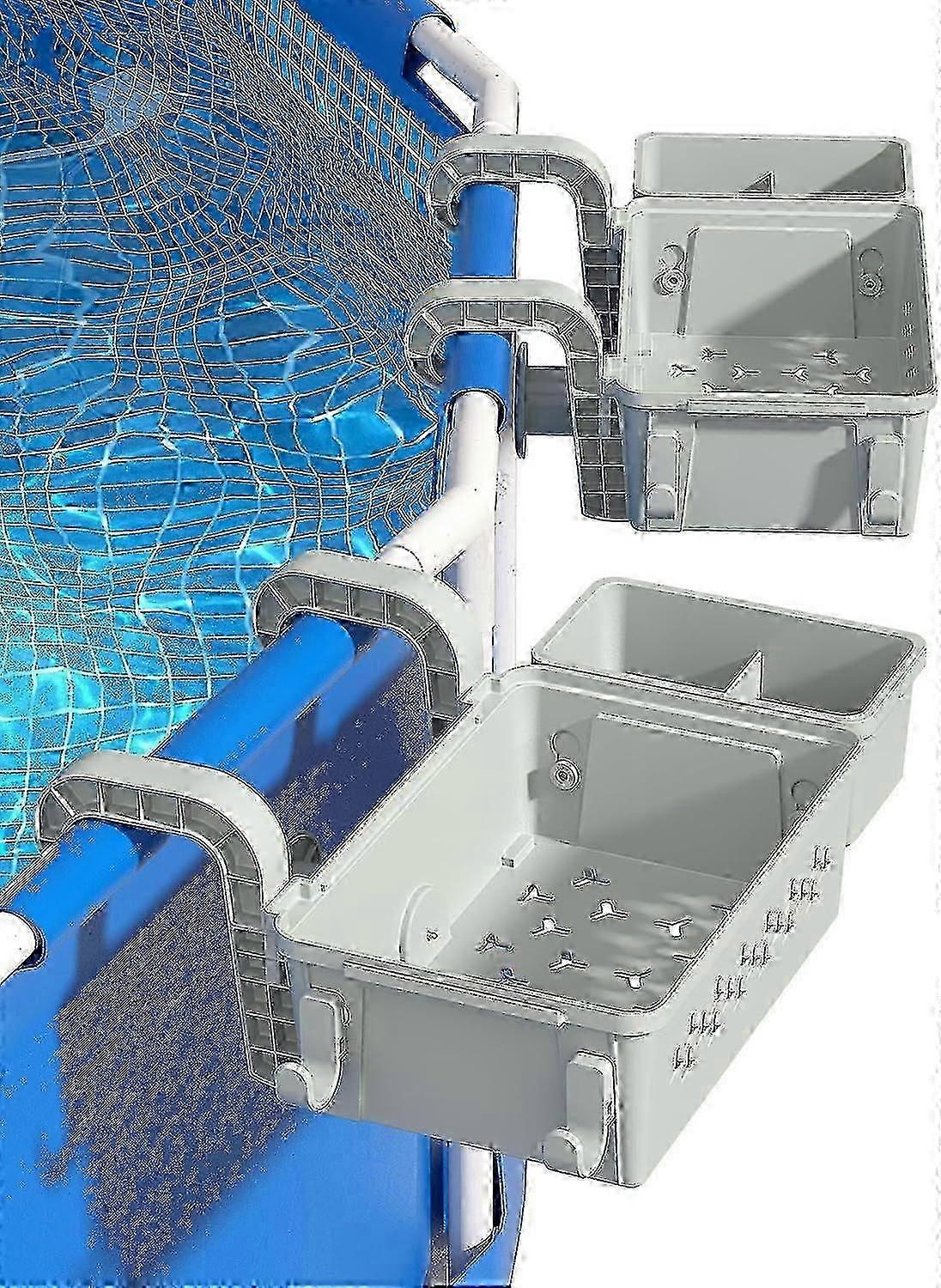 Durable Pool Storage Basket with Drink Holder for Outdoor Pool Use well