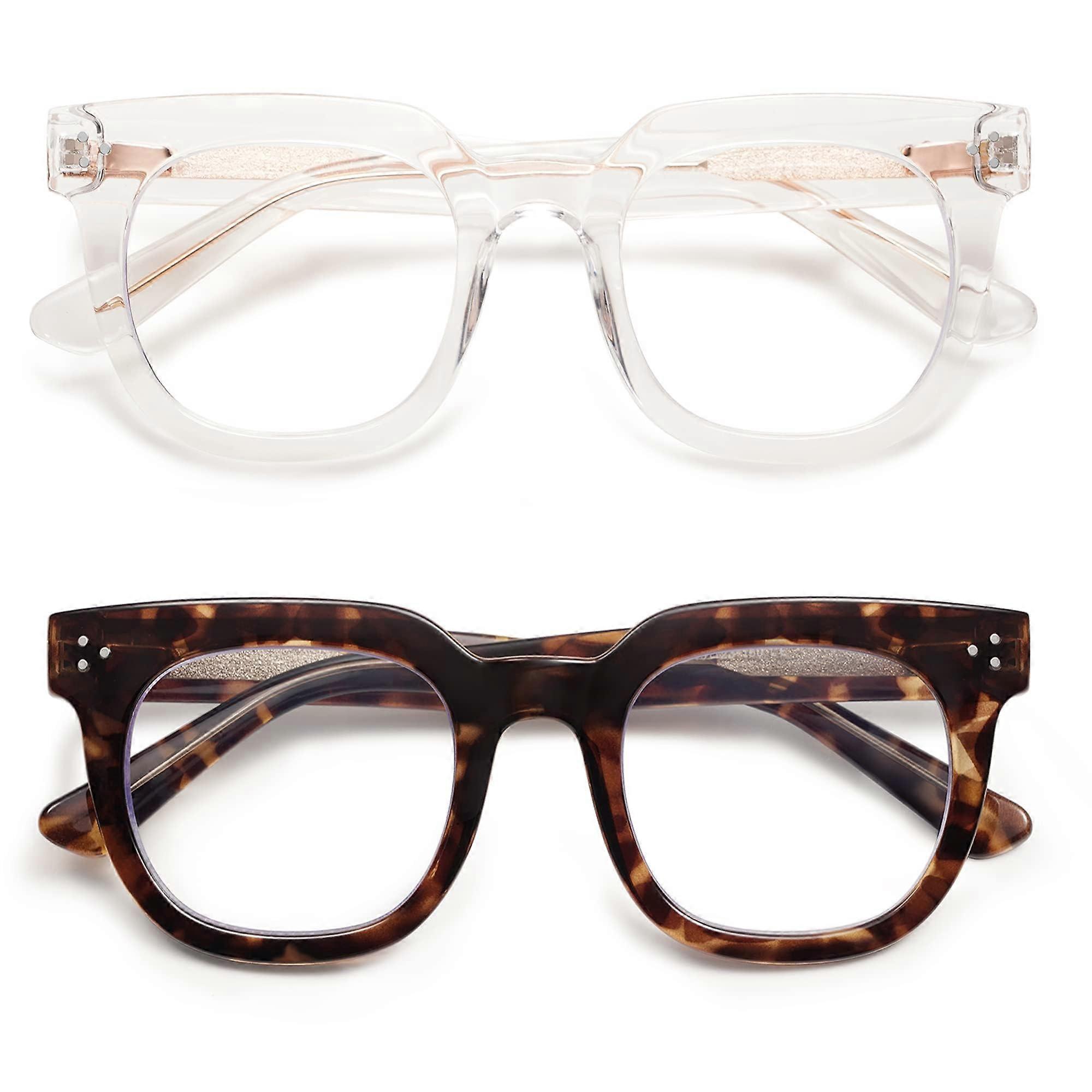 Retro Oversized Blue Light Blocking Reading Glasses for Men and Women, AM6056 Big Square Computer Readers in Blue