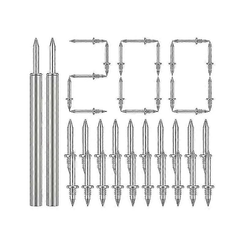 200 pcs plinthe à double tête fil clou sans soudure, antirouille sans trace plinthe vis filetées ensemble avec 2 tiges, avec clou--argent