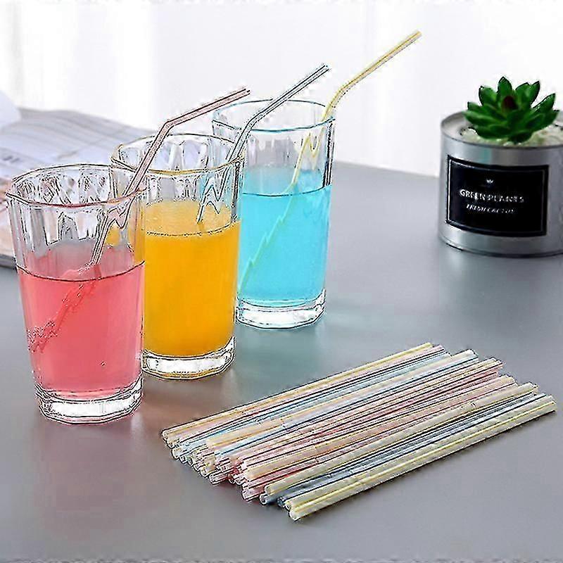 400 Pcs Disposable Plastic Drinking Straws Multicolor Striped Plastic Straws