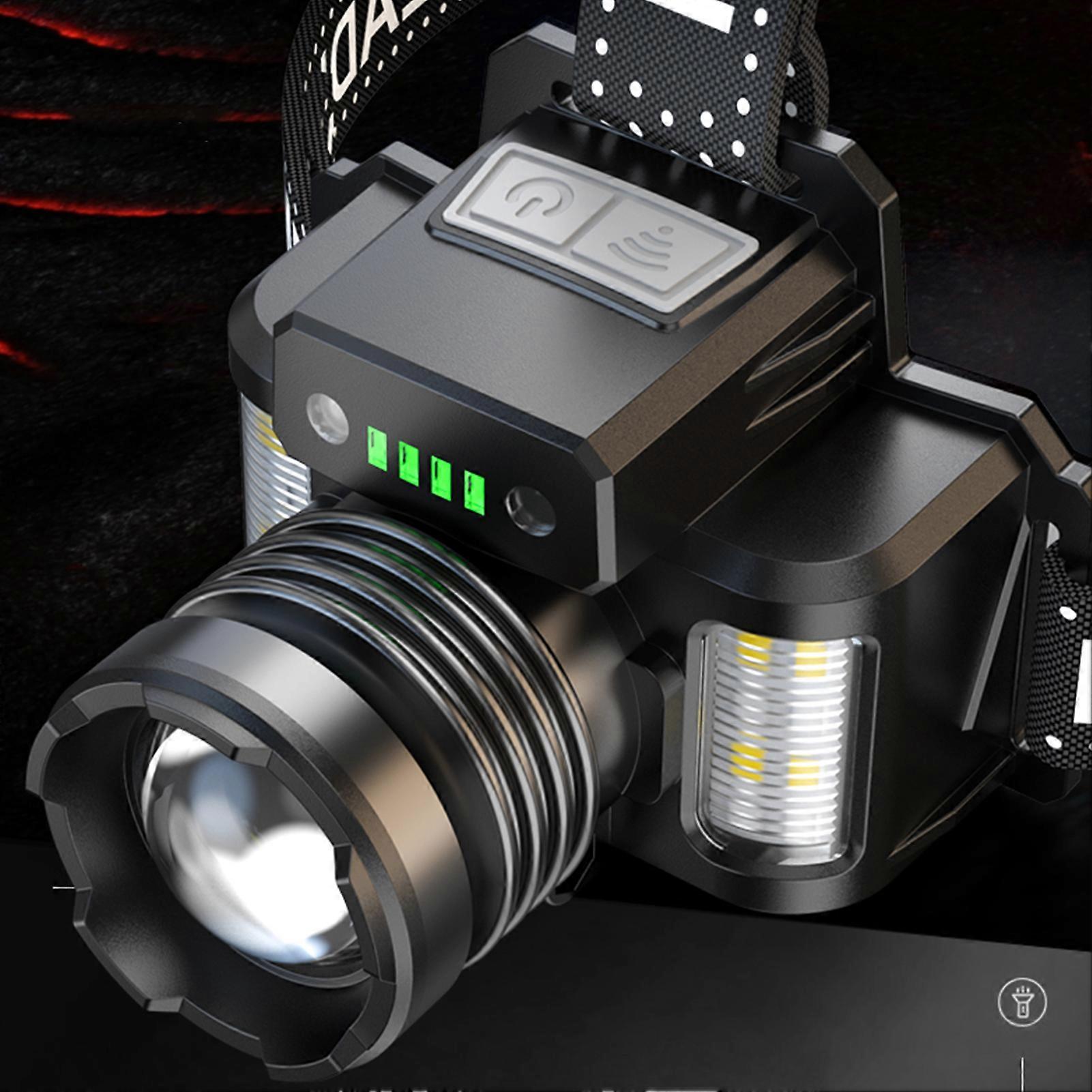 LED Headlamp with Motion Sensor Waterproof USB Rechargeable Headlight Zoomable Head Lamp Work Light Flashlight for Camping Hiking Fishing Cycle