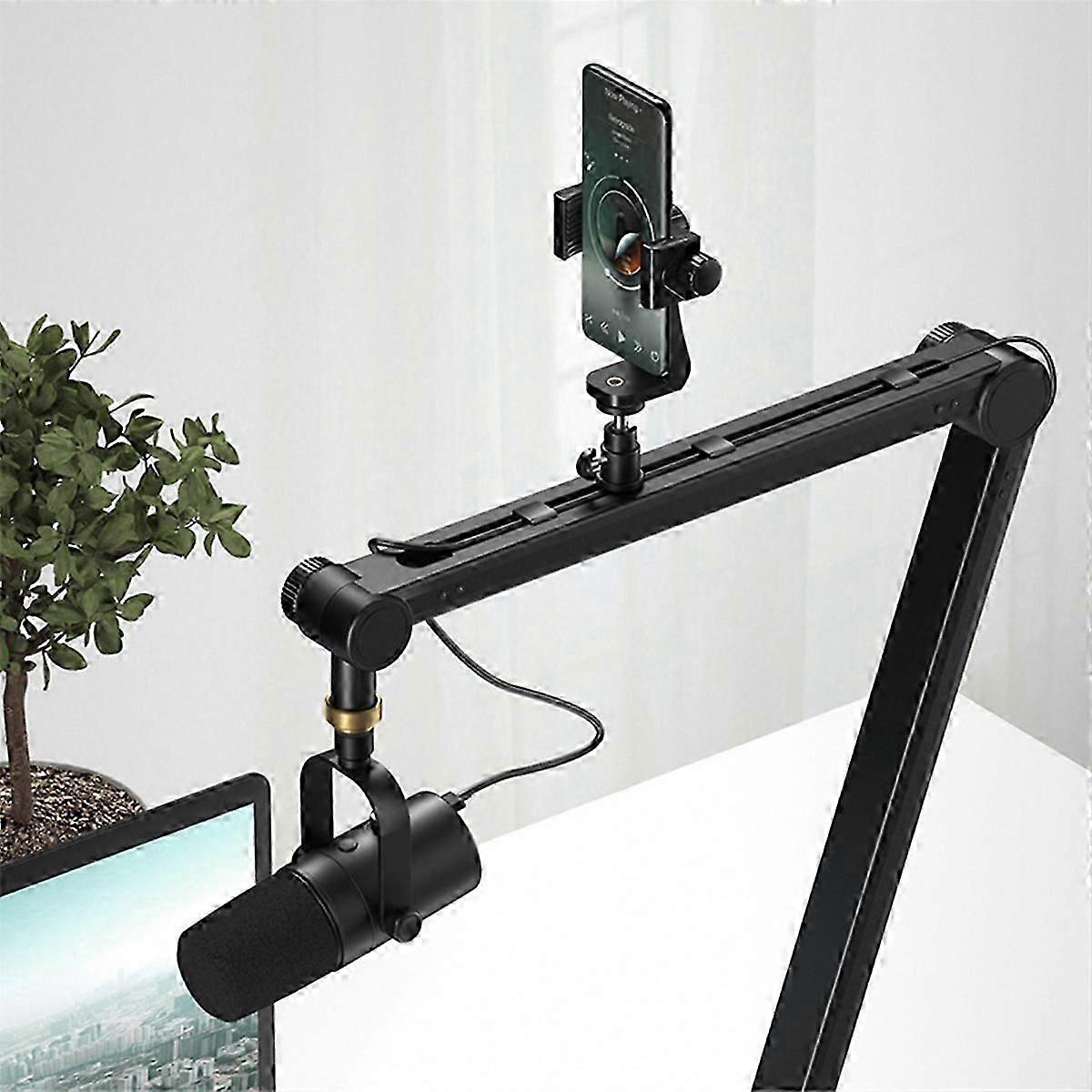 360 Degree Adjustable Microphone Stand with Phone Holder