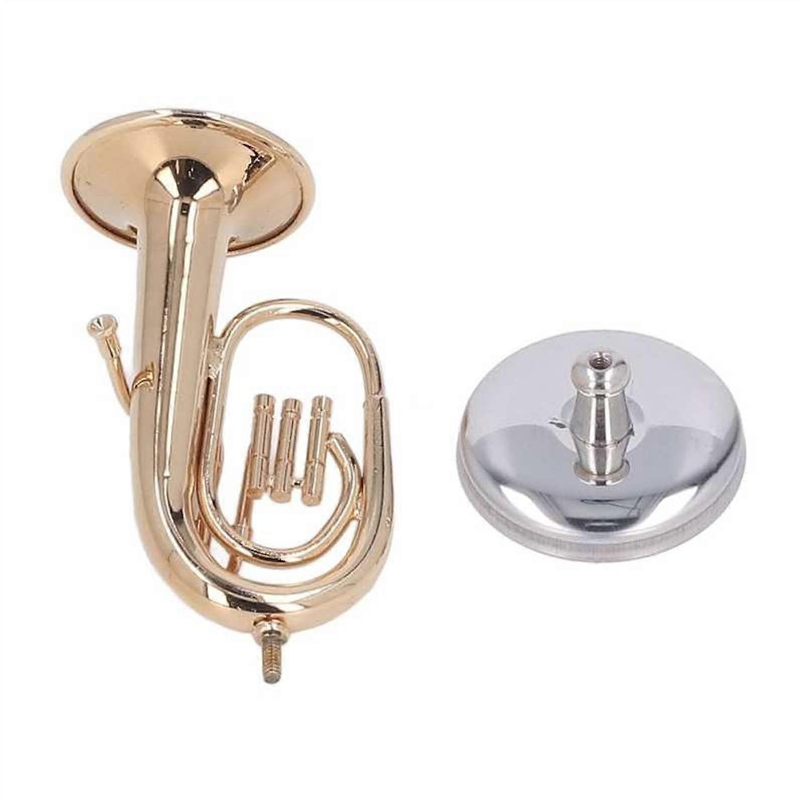 Mini Musical Instrument Model Miniature Tuba Model Brass Gold Plated Euphonium Mini Tuba Model with Base for Desktop Decor