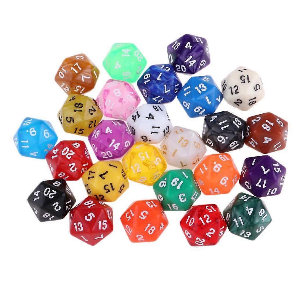 25pcs 20D Dobbelstenen voor DND RPG Tafelspellen Dobbelstenen - 20 Zijdige Plastic Dobbelstenen voor