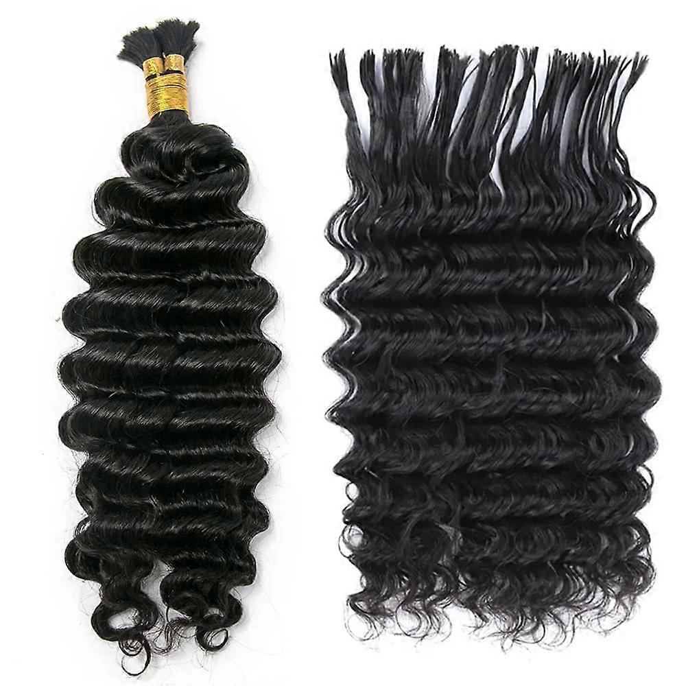 Pre-Divided Deep Wave Double Drawn Human Hair For Boho Braids No Weft Curly Bulk For Braiding Extensions 20-Inch 100g