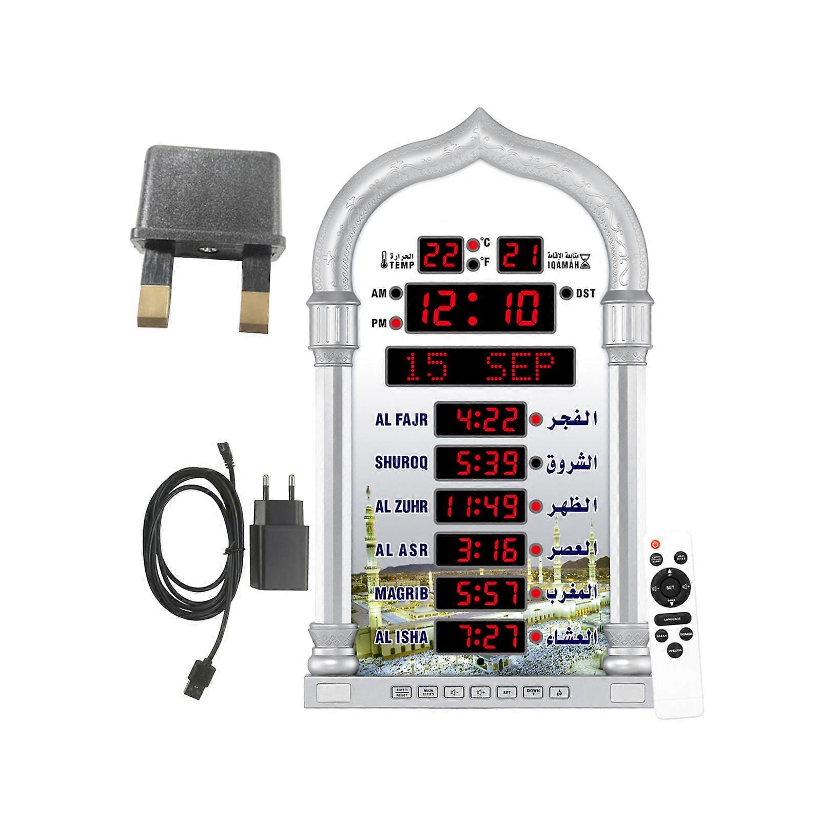 LED Prayer Clock Azan Clock Islamic Time Reminding Muslims Praying Clock
