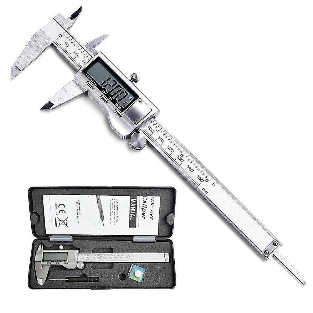 Digital Caliper, Caliper Measuring Tool with Stainless Steel, Electronic Micrometer Caliper with Large LCD Screen
