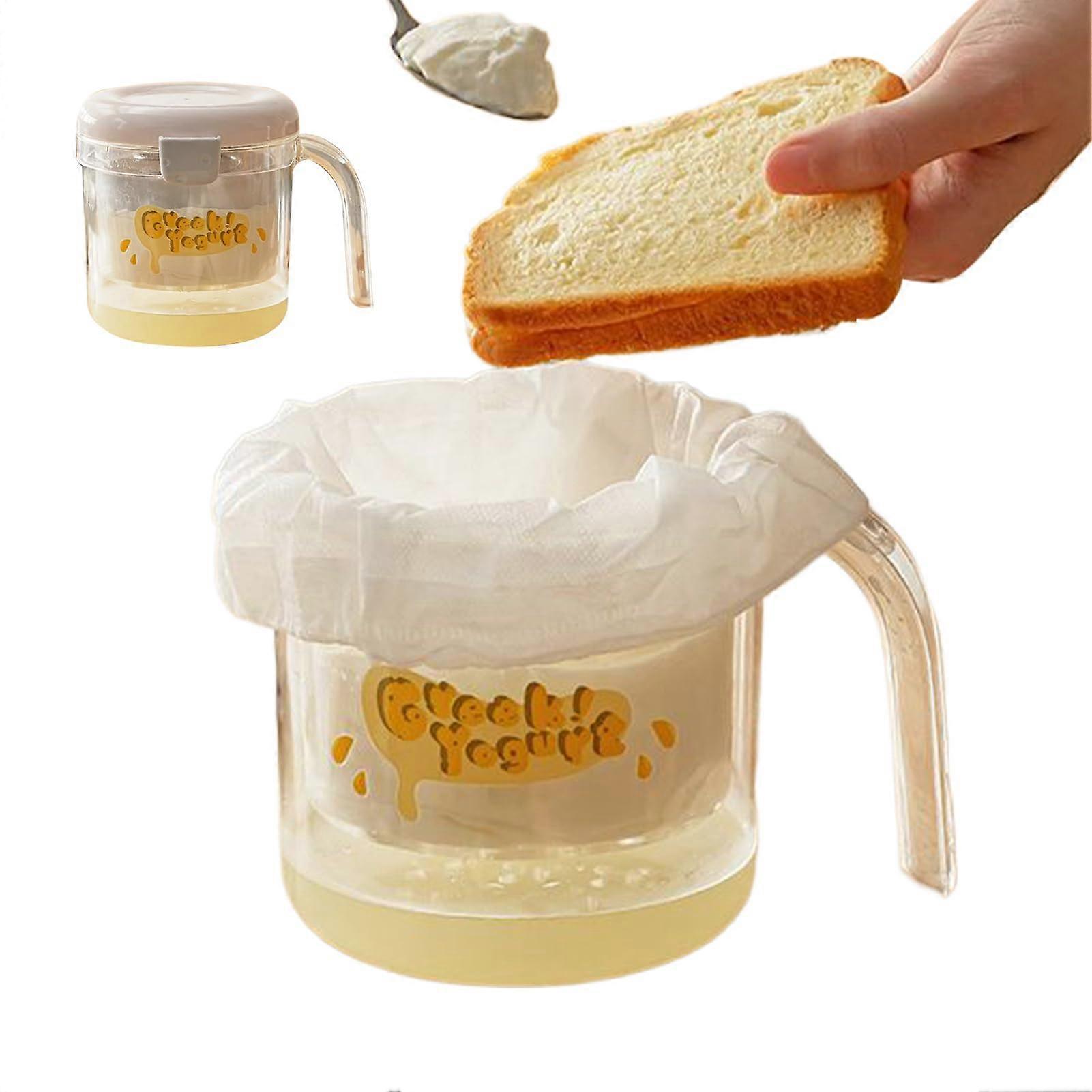 Yogurt sieve with lid, homemade yogurt separator  sieve with finemesh bags and spring  kitchen helper  quark maker for the whole family gray