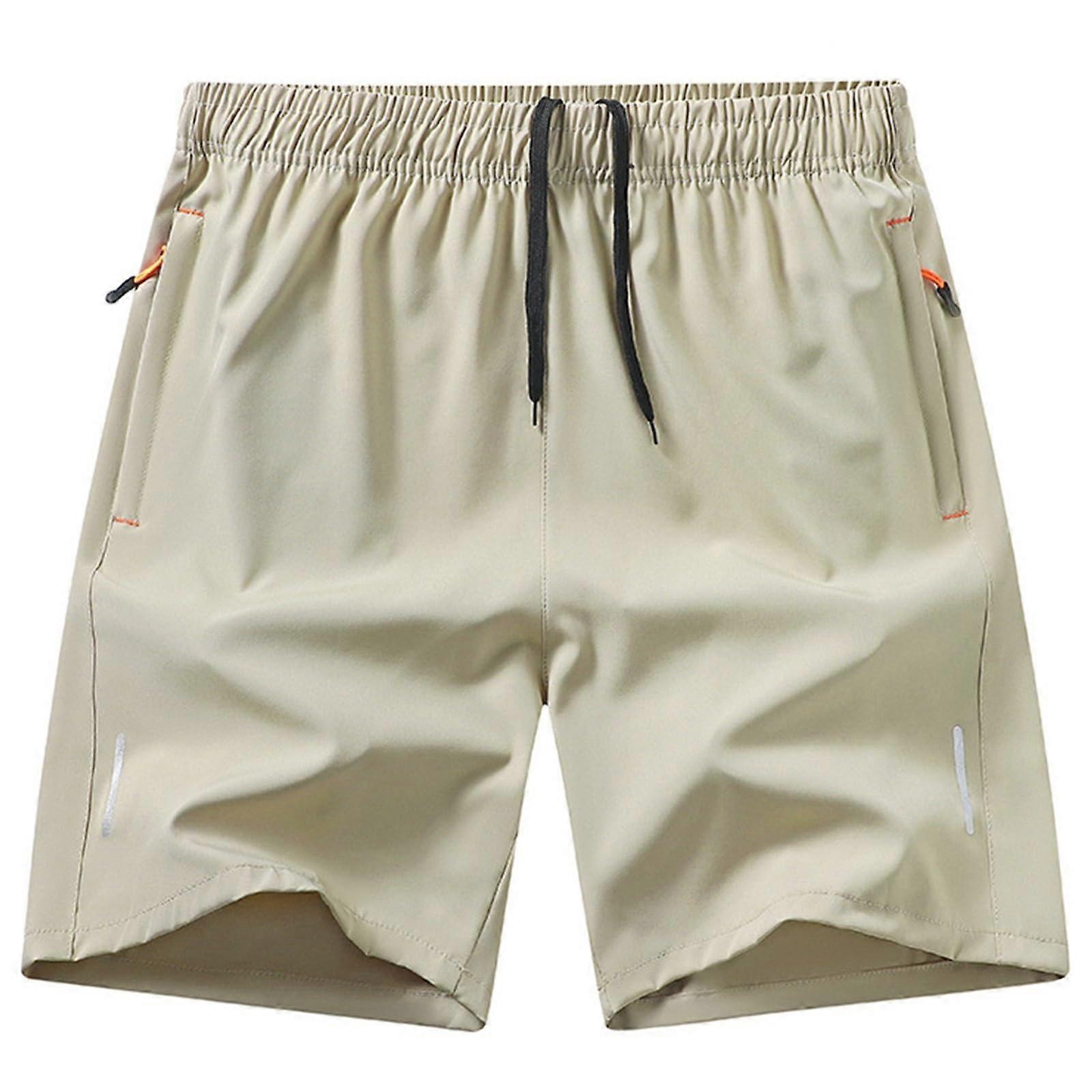 Training Shorts For Men Summer 5/8 Length Khaki Size L Business Style