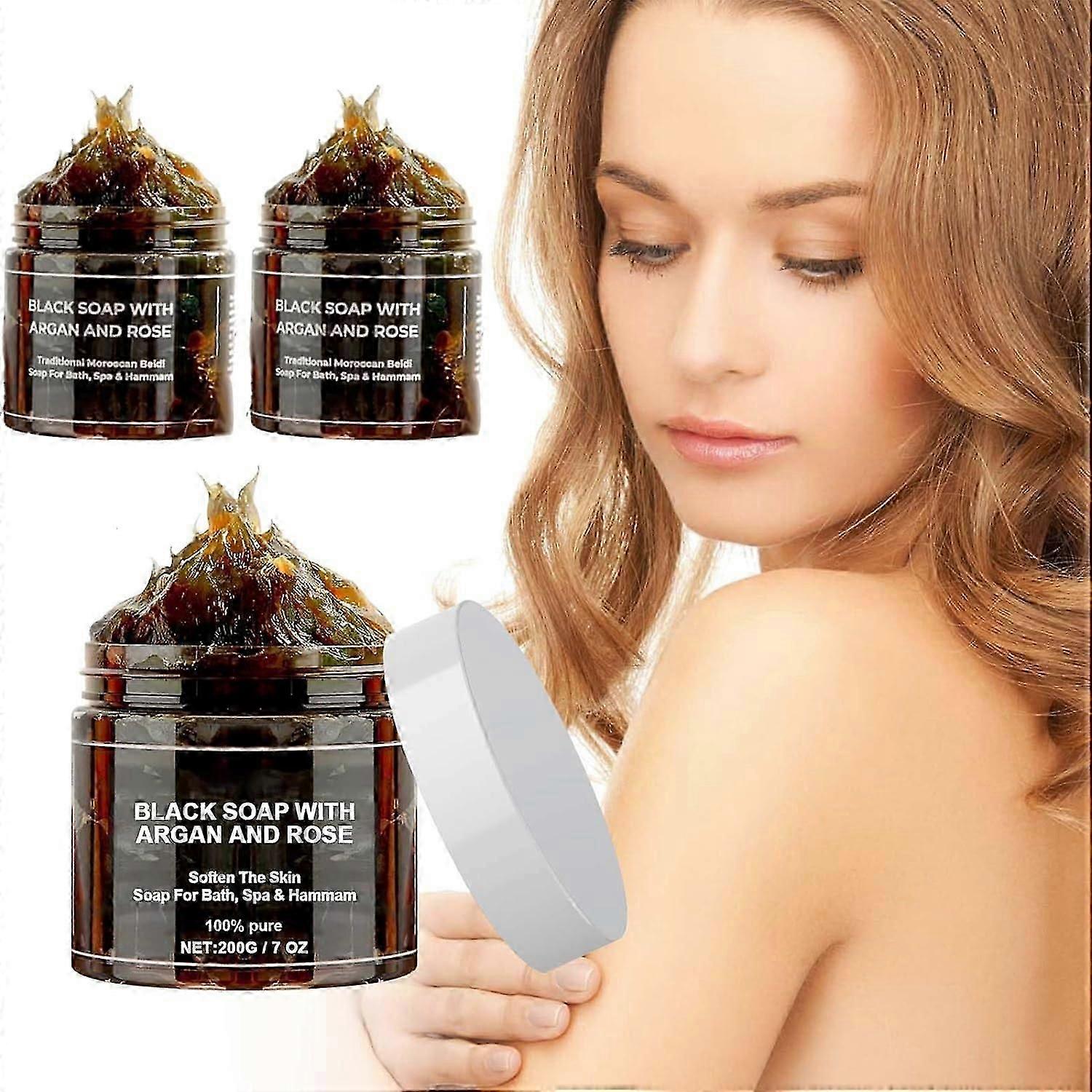 Black Beldi Soap, Black Soap With Argan And Rose, Morocco Exfoliating Soap, Black Soap with Argan and Rose Beldi